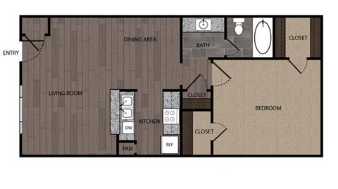 1 bedroom 1 bath C at Willow Creek Apartments, Houston, Texas